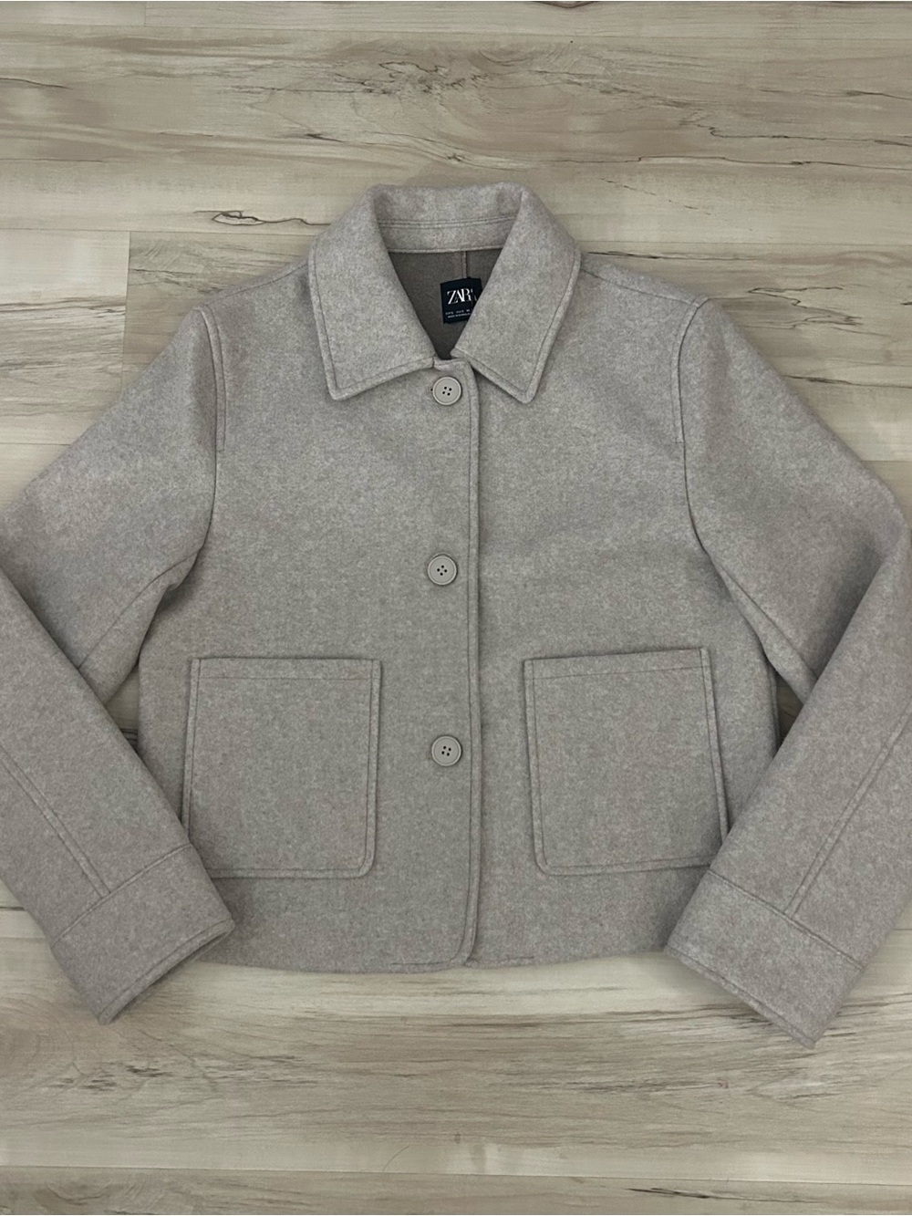 Zara Soft Jacket W/ Pockets Beige Size Small
